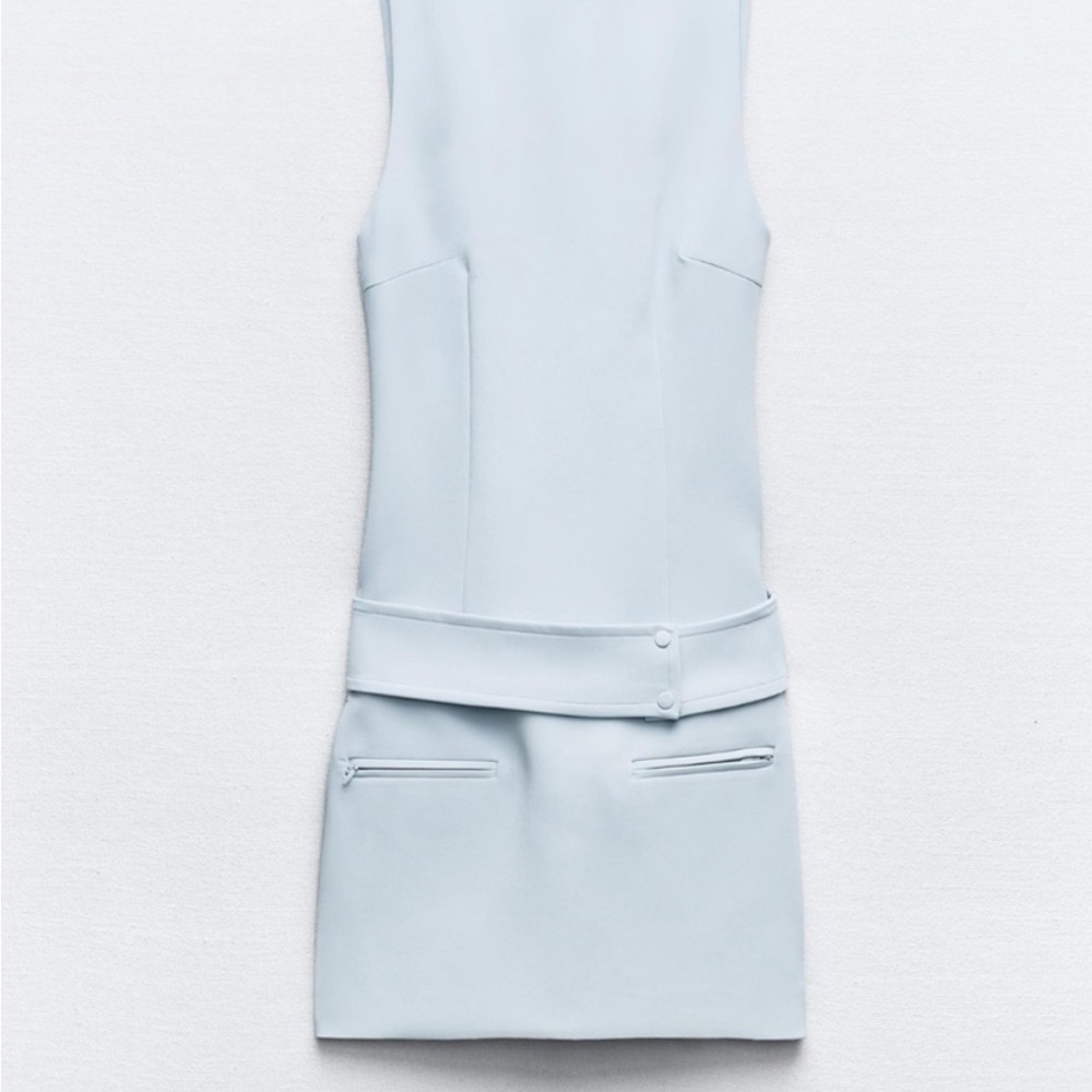 Zara Blue Pleated Sheath Mini Dress